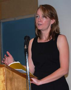 Acclaimed author Laura Moriarty speaks to students