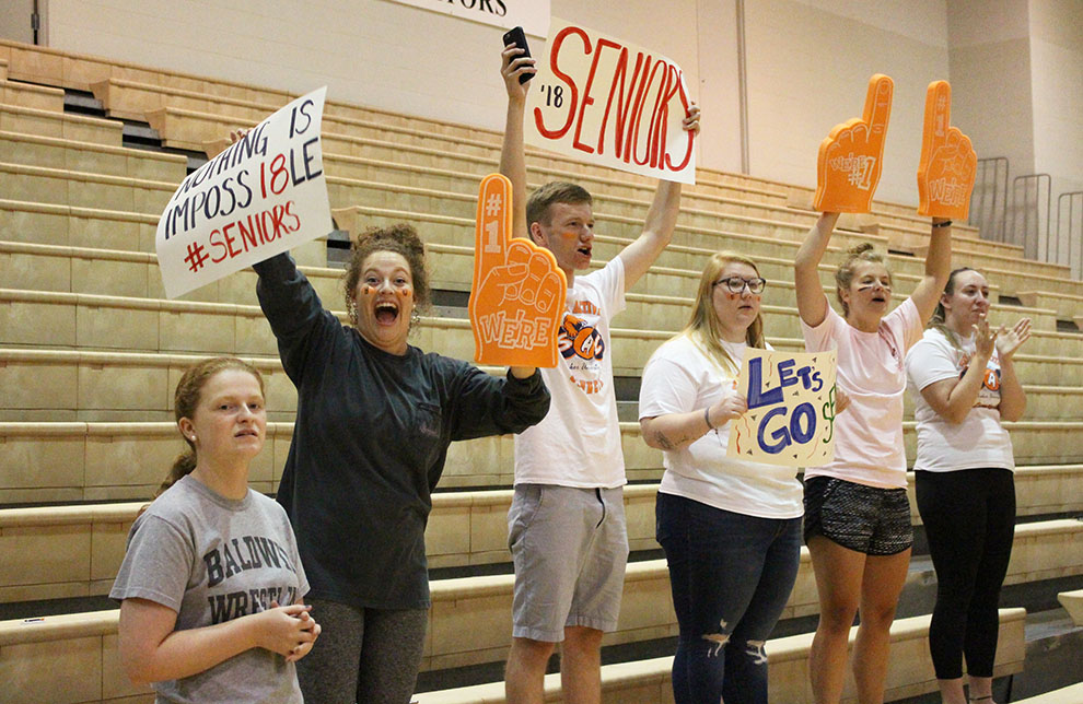 The senior class brings high spirits to the Clash of Clans sponsored by SAC Sept. 13. There were numerous activities that each class competed in to win $500 for their class.