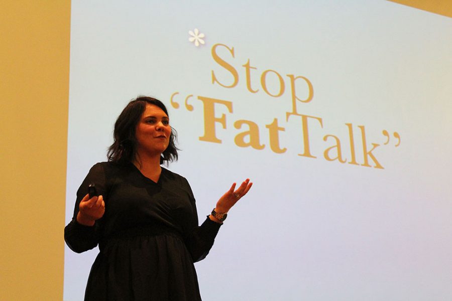 Original Dove Model, Stacy Nadeau, gives a presentation over womens empowerment and body image at Baldwin High School on Oct. 25. The women of Delta Delta Delta sorority hosted the event in honor of their Body Image 3D Week.