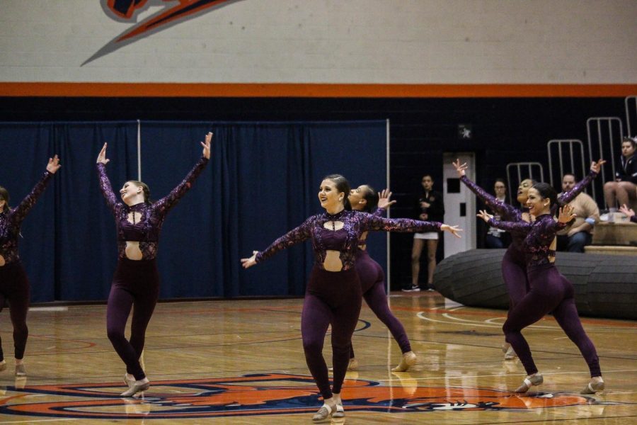The Baker dance team performs their routine at the 2018 NAIA Southeast Regional competition in Collins Center. Baker was in first place after the preliminary round, and took third overall.