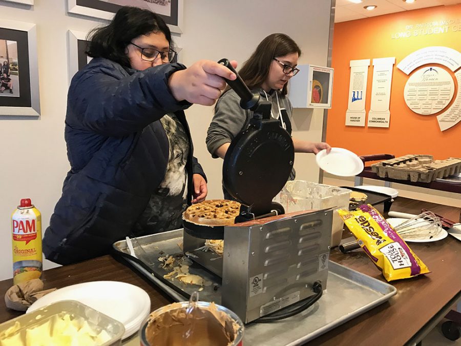 Waffles and pancakes were available in the Long Student Center on March 27. The event was hosted by the Student Activities Council to celebrate national waffle day.