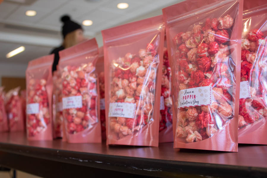 SAC served colorful popcorn to students in the Harter Union in the spirit of Valentines Day.