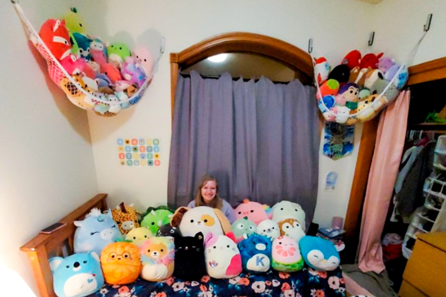 Senior Kaeli Whitener showcases her Squishmallow collection
