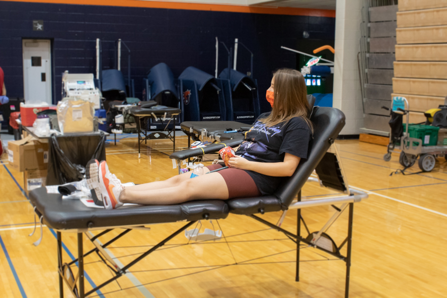 Along with working the blood drive, Davis was a last minute donator. This was the first time that she has donated blood.