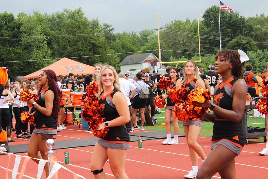 Bakers cheer team energizes the crowd during the first half of the game against William Penn.