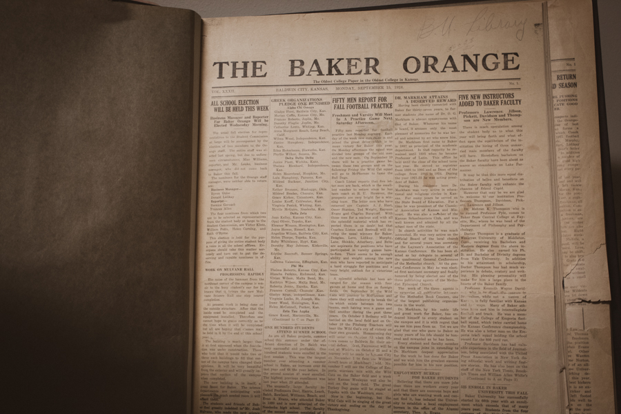 Baker University has been given a grant to digitize old copies of the Baker Orange newspapers, starting at papers dating back to 1925.