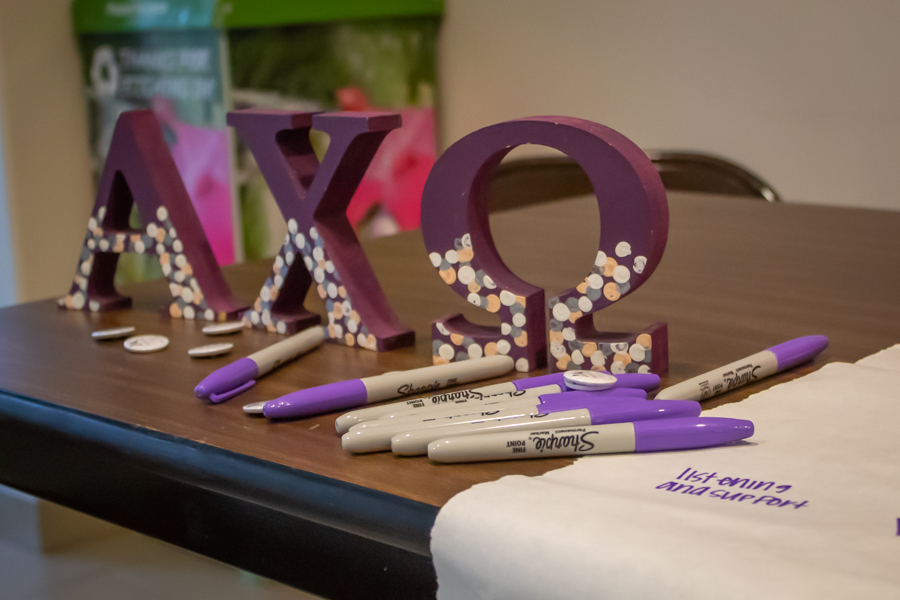Alpha Chi Omega hosts Domestic Violence Awareness week from Oct. 11 - 14. On Monday Oct. 11, Alpha Chi tabled in the union with a banner and markers for students to write #1Thing they can do to support a survivor of domestic violence. 