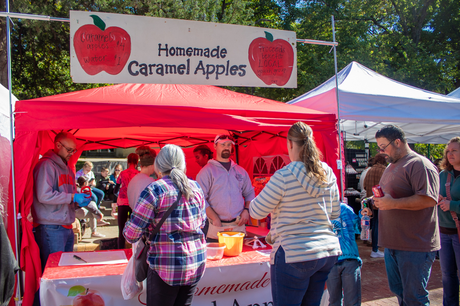 Many booths were set up selling a wide variety of products from caramel apples to handmade jewelry.
