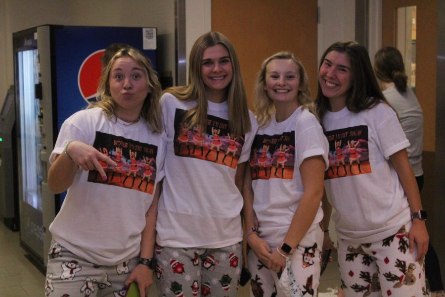 BU Students rock matching PJs for their family photo. 