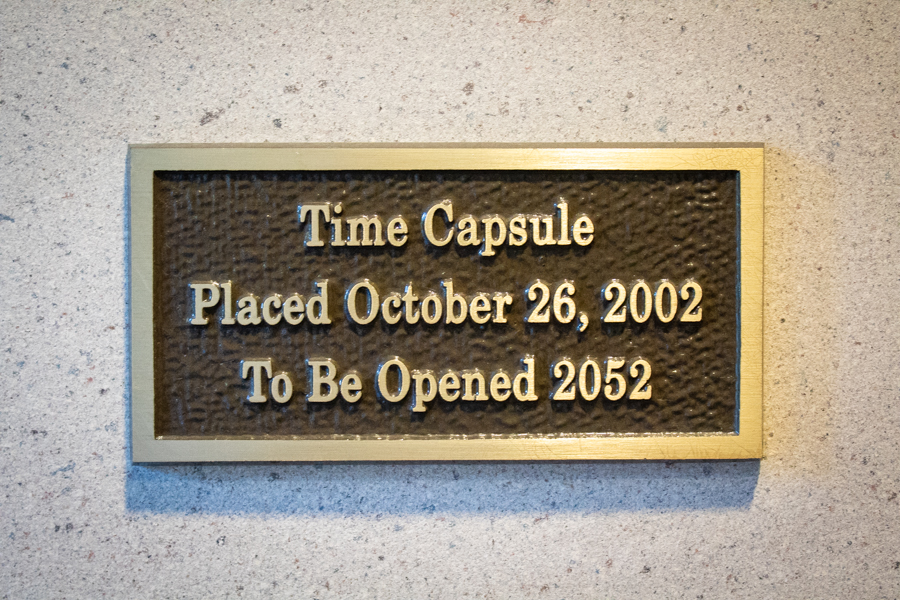 Collins Library holds the time capsule that will be opened in 2052.