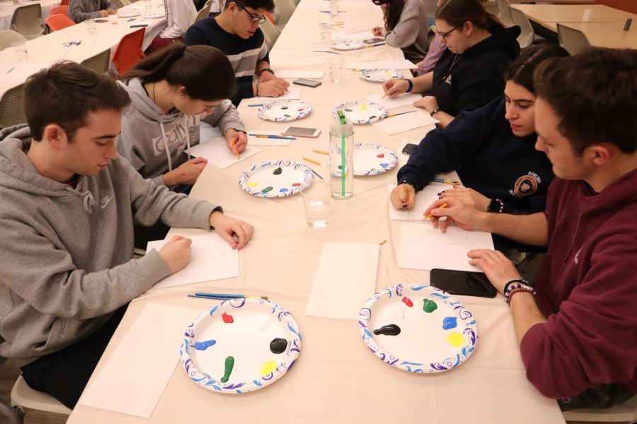Basic colors were provided for students. Participants were able to mix different colors in order to create different tones for specific parts of their paintings. 