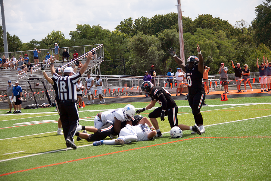 The Baker University football team secures their first win of the season by playing against Culver-Stockton at Liston Stadium at 11 a.m. on Aug. 27. Senior Line Backer Marcus Johnson was able to land a touchdown helping the Baker Wildcats earn their home opening win. 