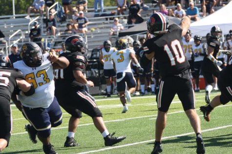 The Baker Football Team plays against Clarke University on Sept. 24 at 1 p.m. with a losing score of 20-19. The game took place at Liston Stadium and featured the Homecoming coronation during halftime.