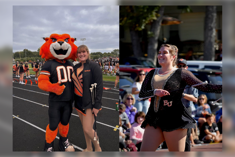 Junior+Emalee+Bigley+is+the+university+baton+twirler.+Along+with+performing+on+the+sidelines%2C+Bigley+has+also+coached+as+the+Royal+Baton+Twirlers+since+she+was+a+sophomore+in+high+school.