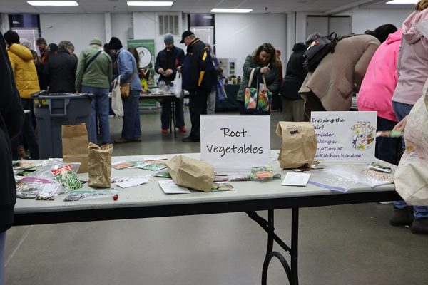 Tables were designated for each species of plant offered. This table featured seeds from a variety of root vegetables. 