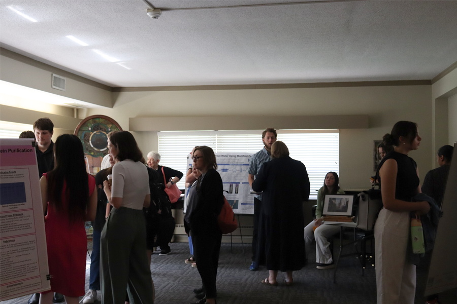 Students and Faculty attended the Poster and Display Fair in the Alumni Center during the Scholar Symposium on April 17. The Alumni Center was open to all of campus to see the projects that students have done.