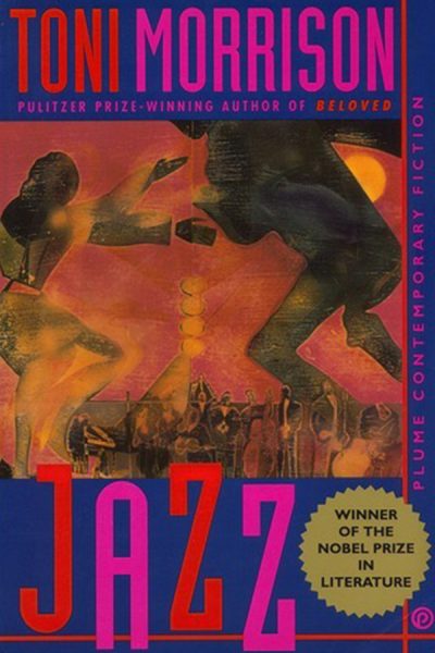 Toni Morrison Jazz book cover including images of people dancing.