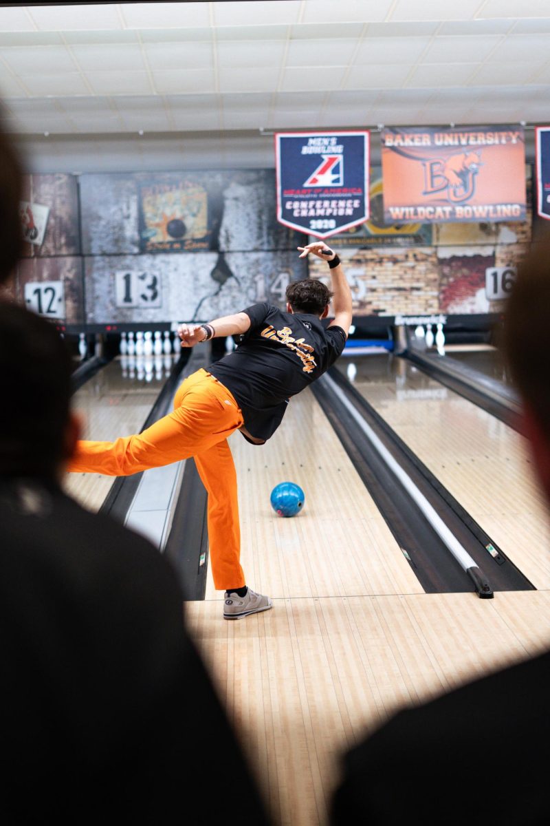 Sophomore PJ Dokolas releases his shot down the lane. 