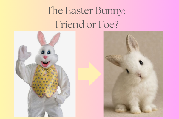 The Easter Bunny next to a picture of a bunny.